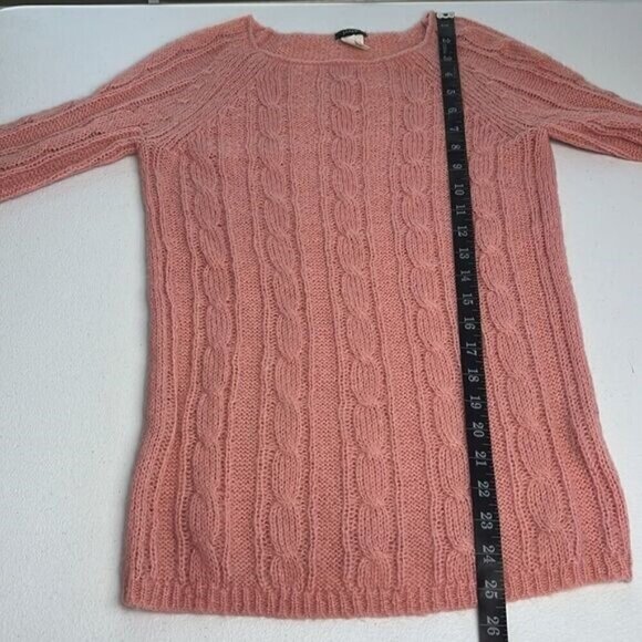 J. Crew Sweater Rose Pink Mohair Wool Blend Cable Knit Long Sleeve Crewneck XS - Picture 9 of 11